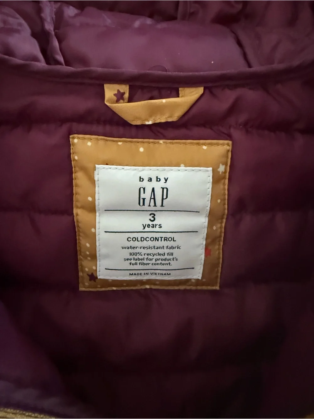 Baby Gap Mustard Star-Print Quilted Puffer Jacket